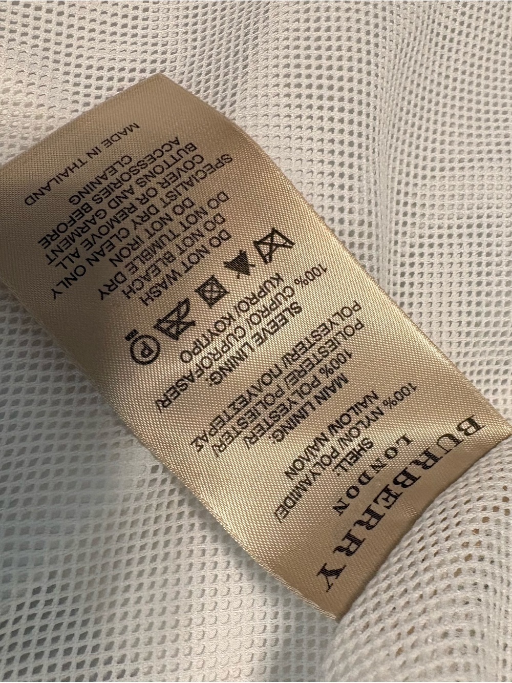 Burberry White Nylon Double-Breasted Trench Jacket with Belt - Picture 9 of 12